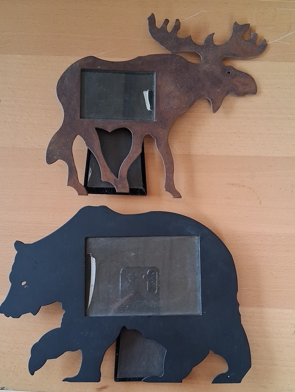 Rustic Moose and Bear Photo Frame Set - Brown and Black